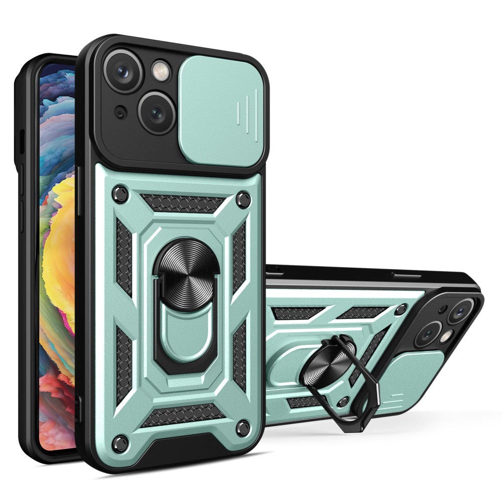 iPhone 15 Håndværker Cover m. Magnetisk Kickstand & Cam Slider - Grøn
