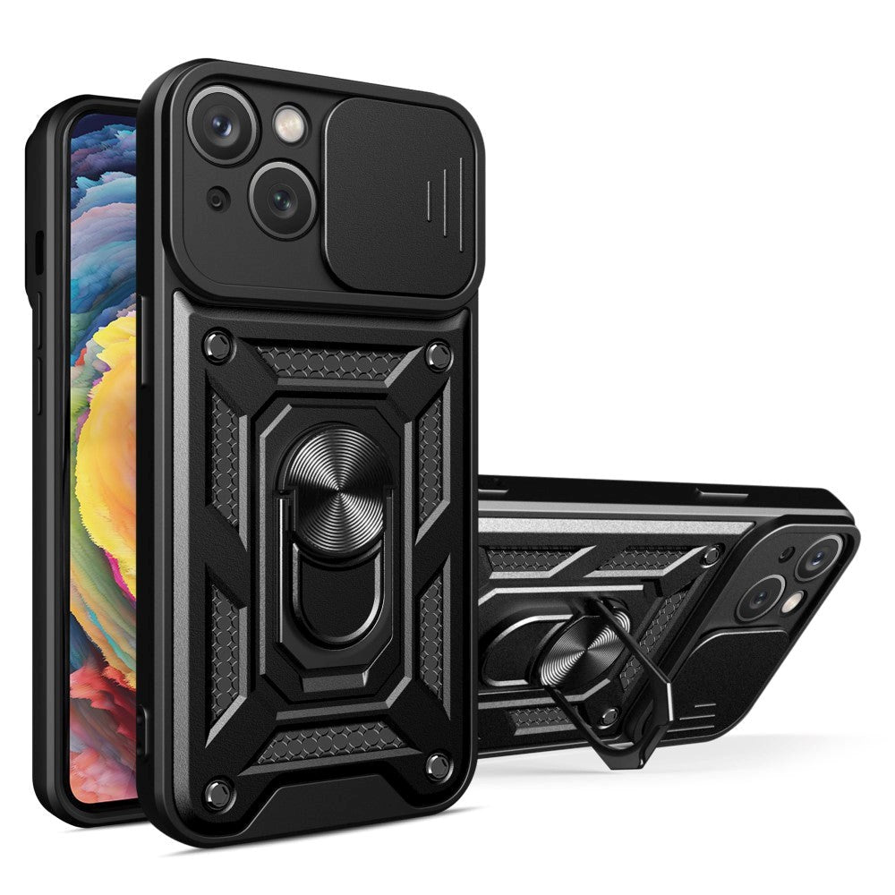 iPhone 15 Plus Håndværker Cover m. Magnetisk Kickstand & Cam Slider - Sort