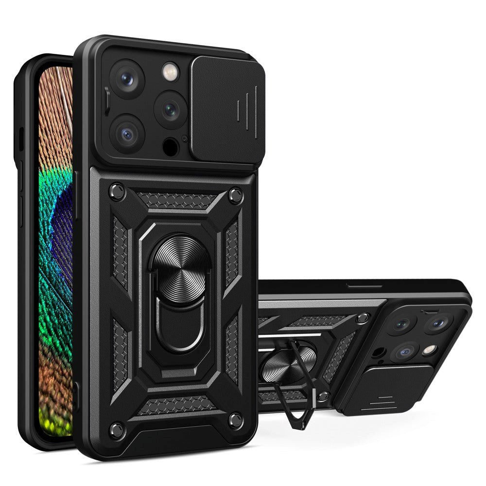iPhone 15 Pro Max Håndværker Cover m. Magnetisk Kickstand & Cam Slider - Sort