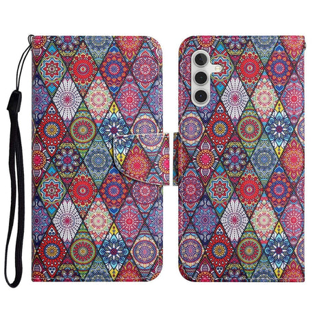 Samsung Galaxy S23 FE Læder Flip Cover m. Motiv, Pung & Strop - Kalejdoskop