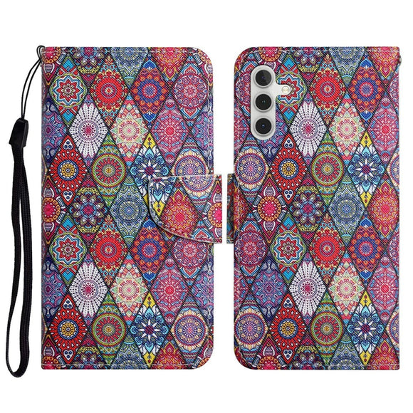 Samsung Galaxy S23 FE Læder Flip Cover m. Motiv, Pung & Strop - Kalejdoskop