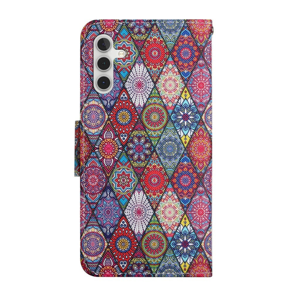 Samsung Galaxy S23 FE Læder Flip Cover m. Motiv, Pung & Strop - Kalejdoskop