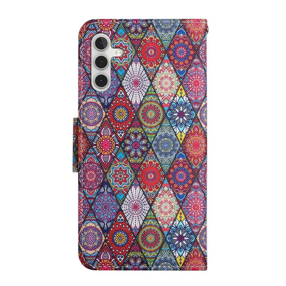 Samsung Galaxy S23 FE Læder Flip Cover m. Motiv, Pung & Strop - Kalejdoskop