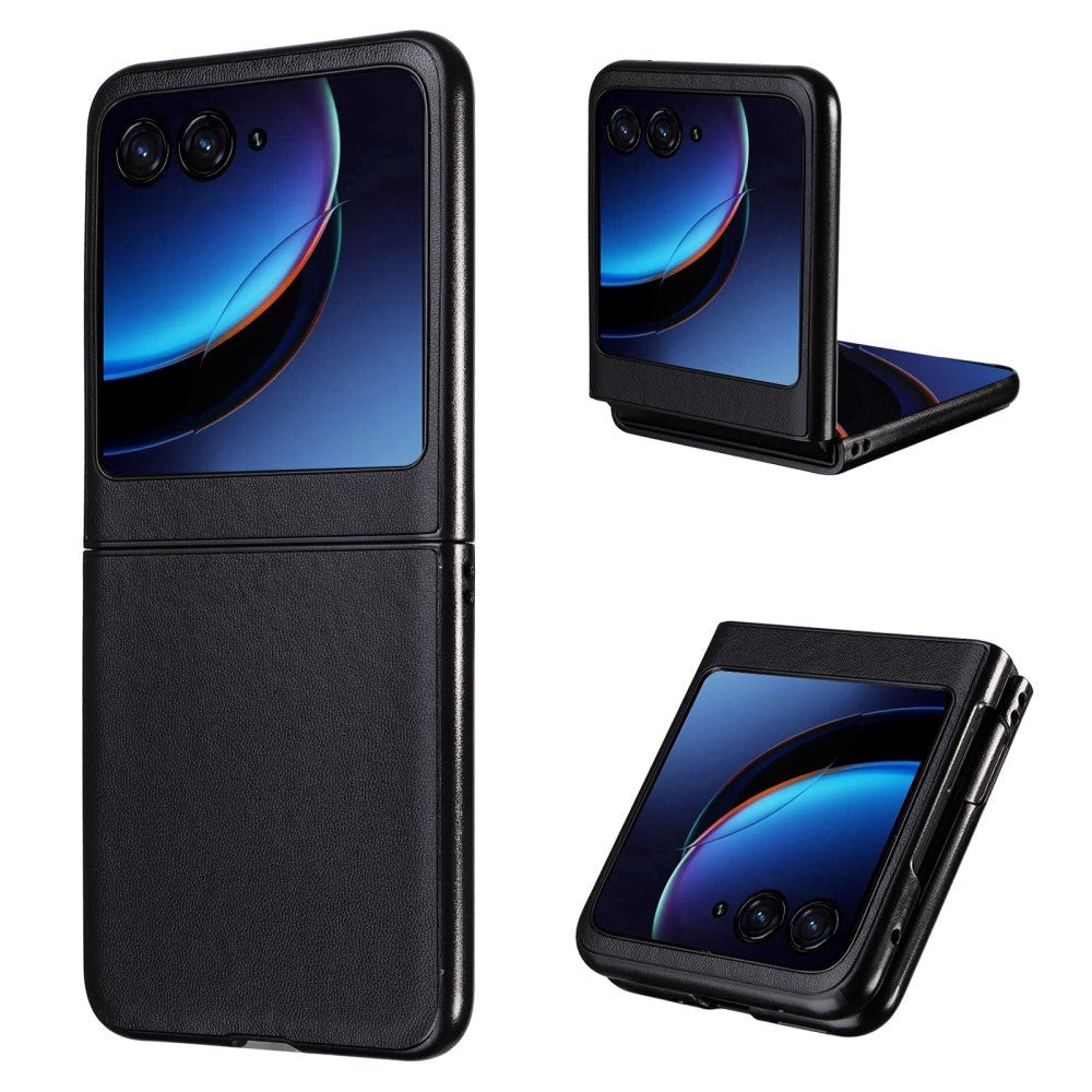 Motorola Razr 40 Ultra Slim Læderbetrukket Cover - Sort