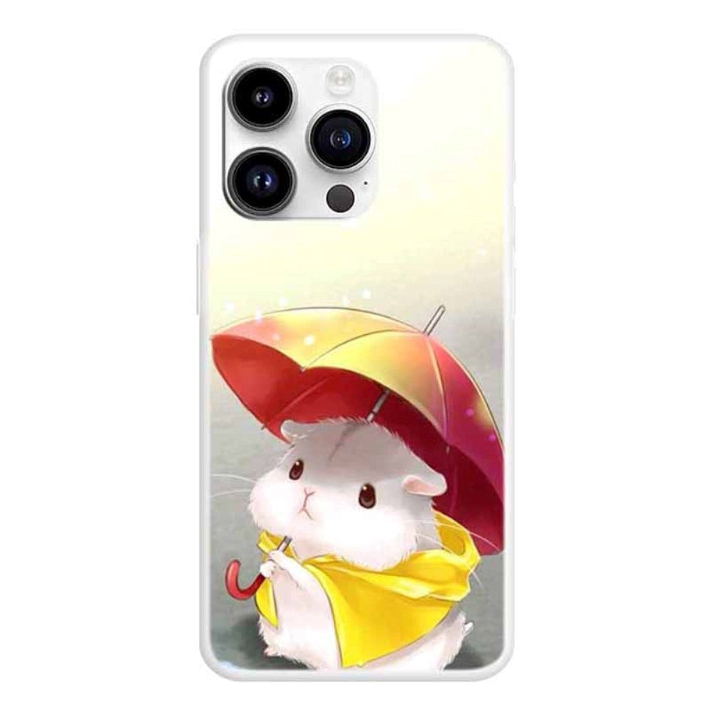 iPhone 15 Pro Fleksibelt Plastik Cover m. Print - Hamster med paraply