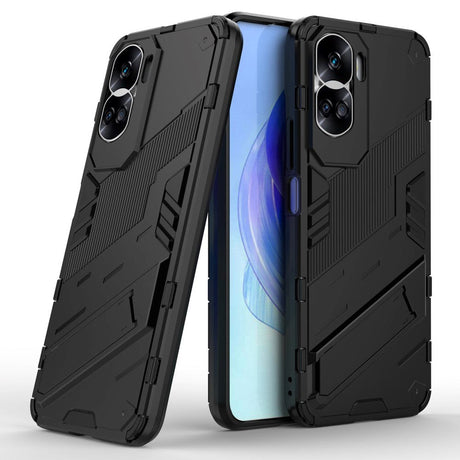 Honor 90 Lite Hybrid Håndværker Cover m. Kickstand - Sort