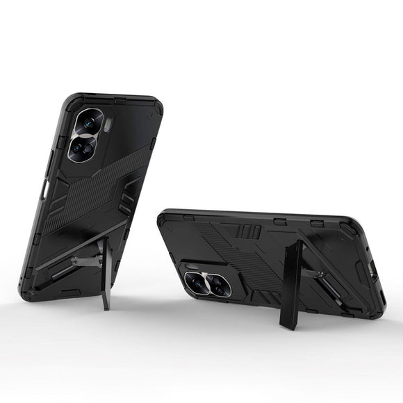 Honor 90 Lite Hybrid Håndværker Cover m. Kickstand - Sort