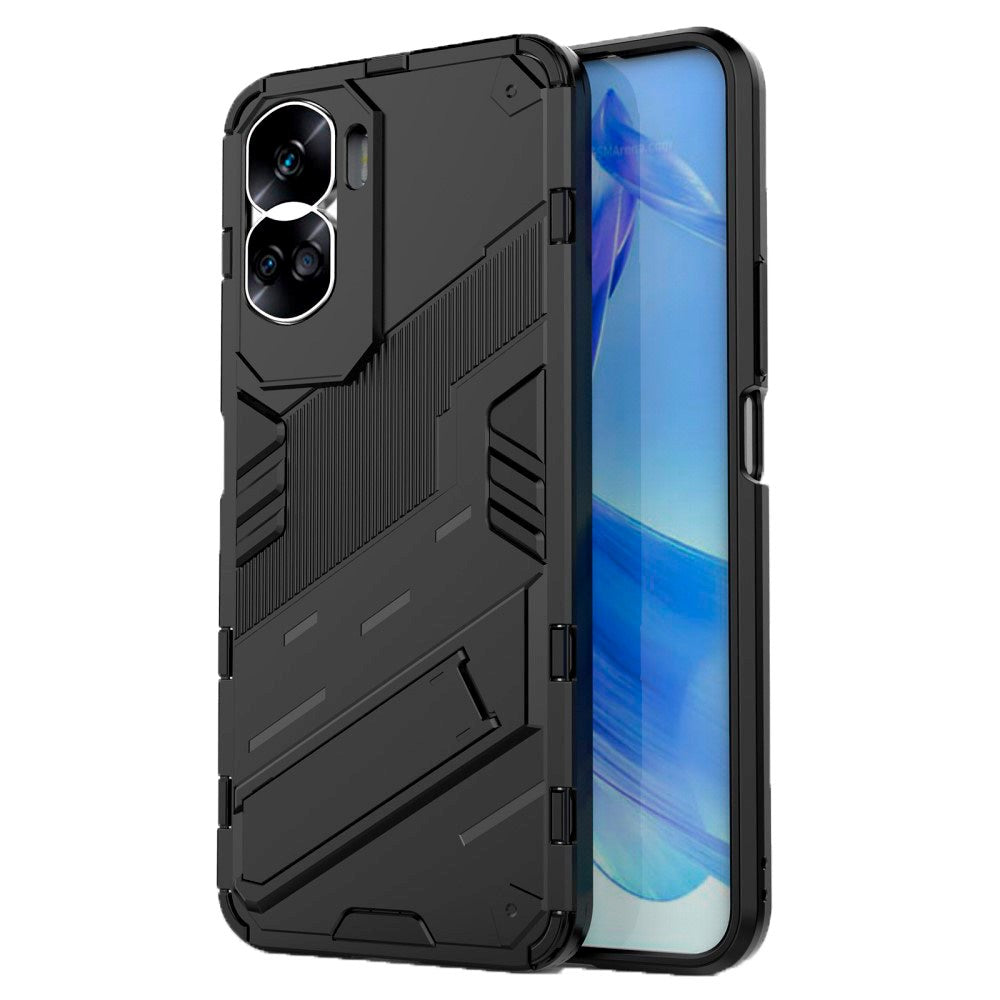 Honor 90 Lite Hybrid Håndværker Cover m. Kickstand - Sort