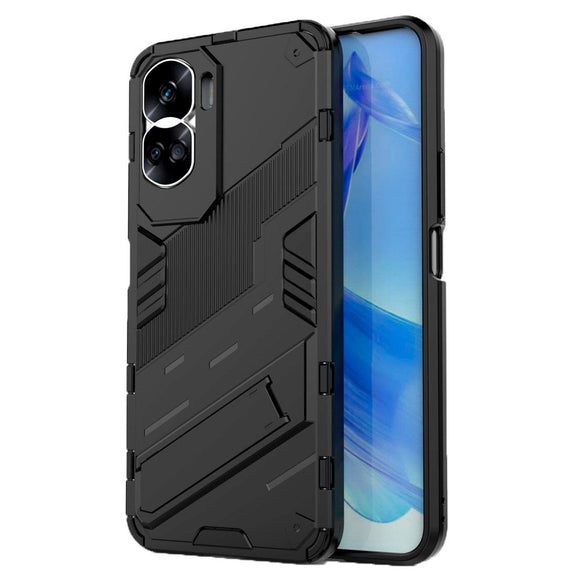 Honor 90 Lite Hybrid Håndværker Cover m. Kickstand - Sort