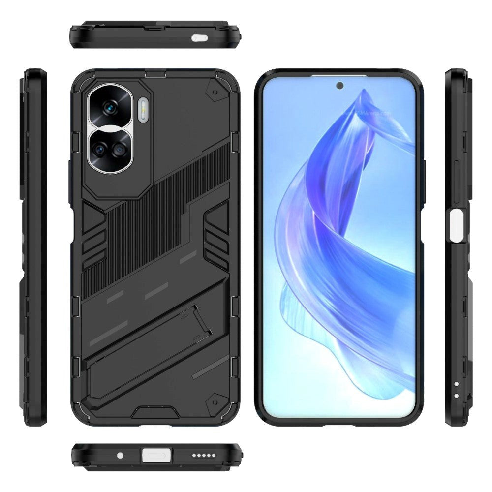 Honor 90 Lite Hybrid Håndværker Cover m. Kickstand - Sort
