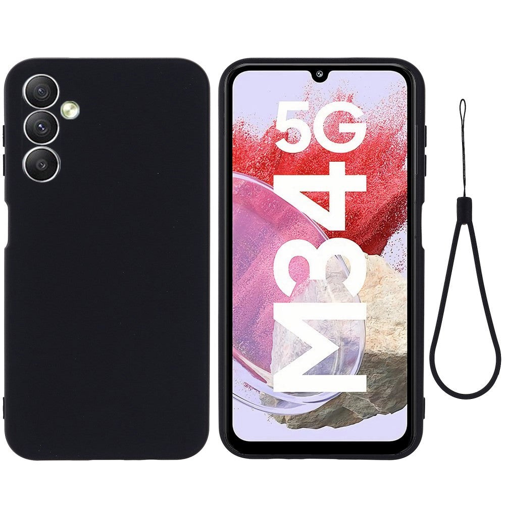 Samsung Galaxy M34 (5G) / F34 (5G) Liquid Silikone Cover m. Strop - Sort