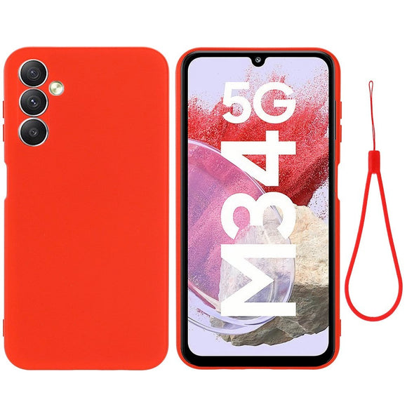 Samsung Galaxy M34 (5G) / F34 (5G) Liquid Silikone Cover m. Strop - Rød
