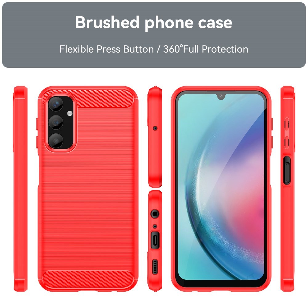 Samsung Galaxy A25 (5G) Brushed Carbon Fiber Fleksibelt Plastik Cover - Rød