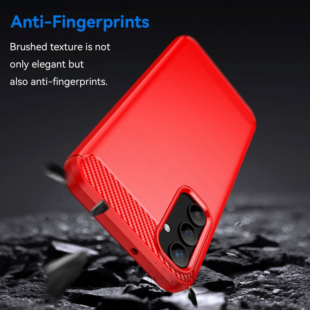Samsung Galaxy A25 (5G) Brushed Carbon Fiber Fleksibelt Plastik Cover - Rød