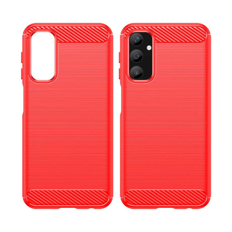 Samsung Galaxy A25 (5G) Brushed Carbon Fiber Fleksibelt Plastik Cover - Rød
