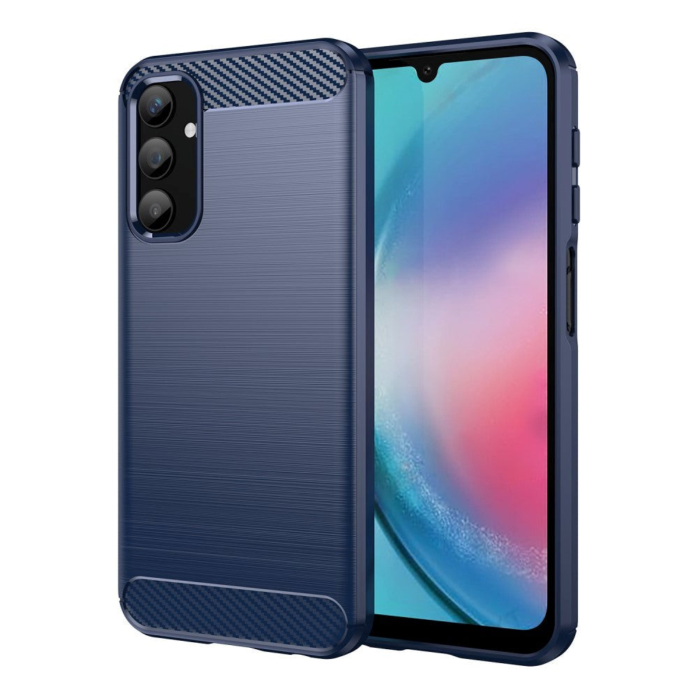 Samsung Galaxy A25 (5G) Brushed Carbon Fiber Fleksibelt Plastik Cover - Blå