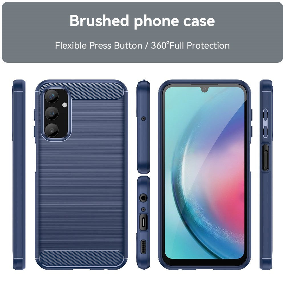 Samsung Galaxy A25 (5G) Brushed Carbon Fiber Fleksibelt Plastik Cover - Blå