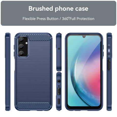 Samsung Galaxy A25 (5G) Brushed Carbon Fiber Fleksibelt Plastik Cover - Blå
