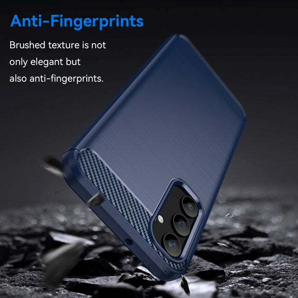 Samsung Galaxy A25 (5G) Brushed Carbon Fiber Fleksibelt Plastik Cover - Blå