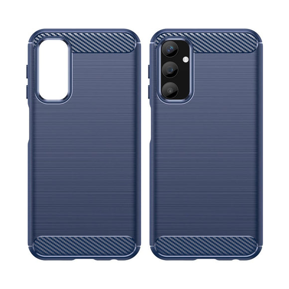 Samsung Galaxy A25 (5G) Brushed Carbon Fiber Fleksibelt Plastik Cover - Blå