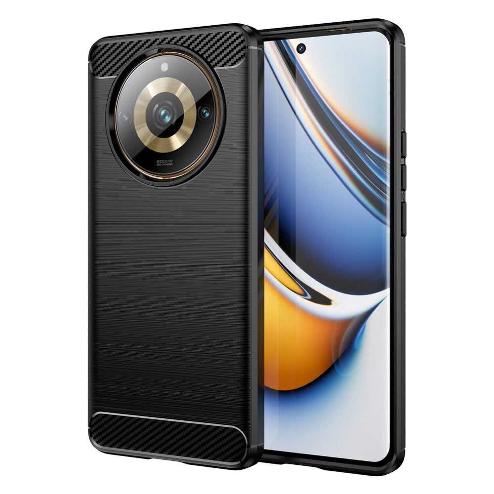 Realme 11 Pro+ 5G / 11 Pro 5G Brushed Carbon Cover - Sort