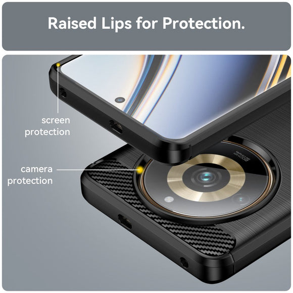 Realme 11 Pro+ 5G / 11 Pro 5G Brushed Carbon Cover - Sort