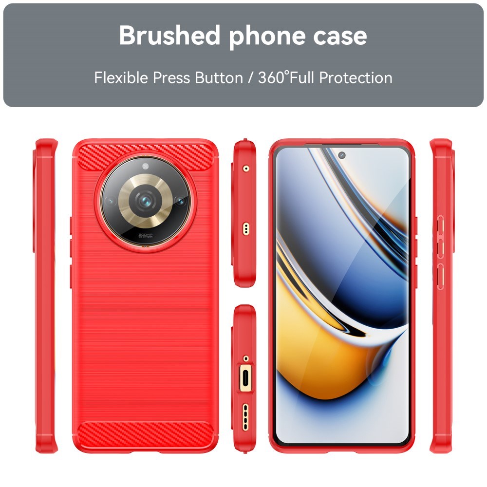 Realme 11 Pro+ 5G / 11 Pro 5G Brushed Carbon Cover - Rød