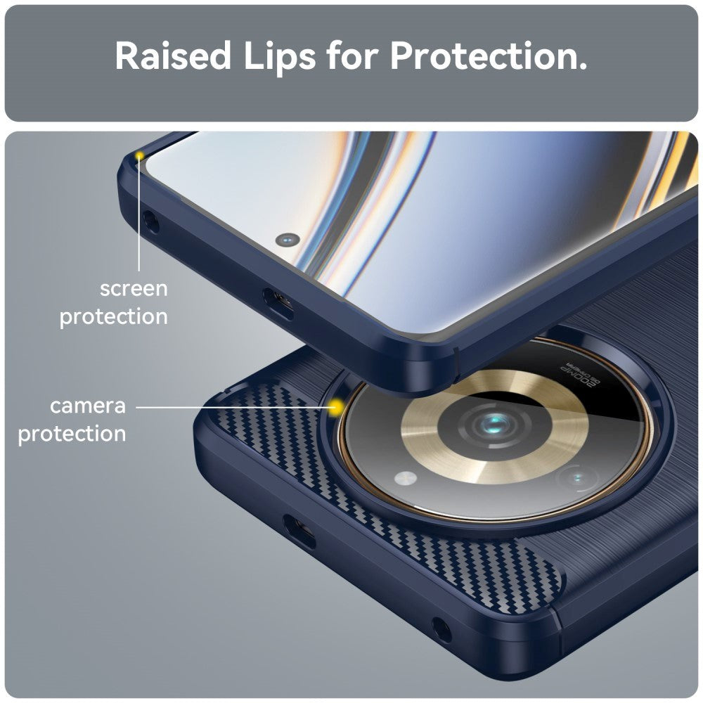 Realme 11 Pro+ 5G / 11 Pro 5G Brushed Carbon Cover - Blå