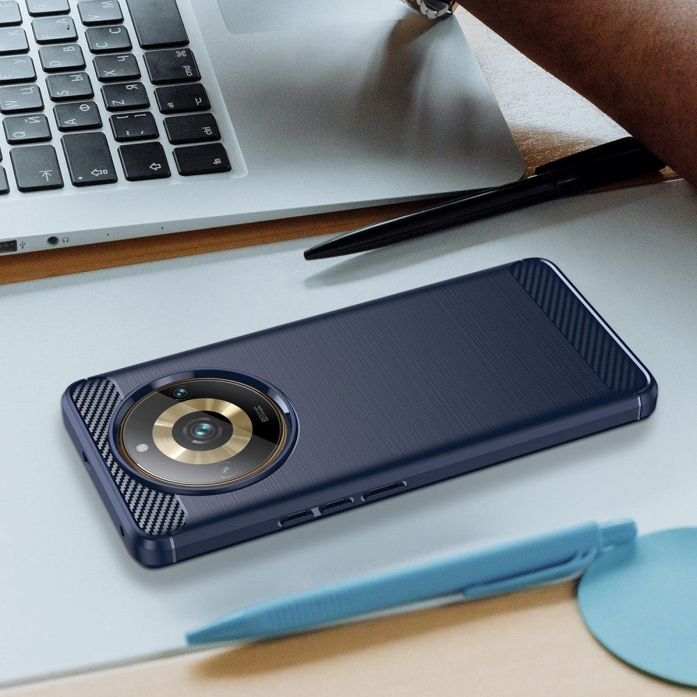 Realme 11 Pro+ 5G / 11 Pro 5G Brushed Carbon Cover - Blå