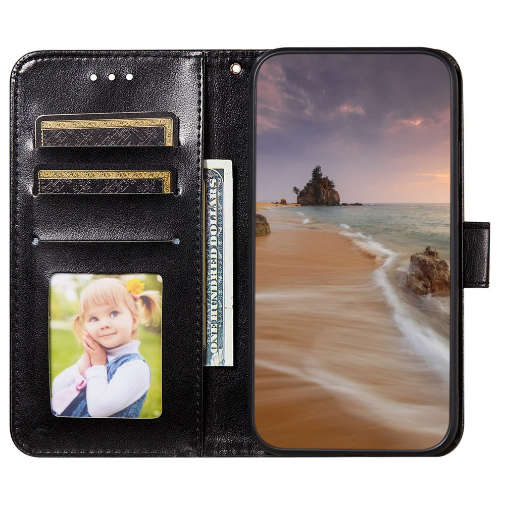 Xiaomi Redmi 12C Læder Cover m. Pung og Strop - Sort