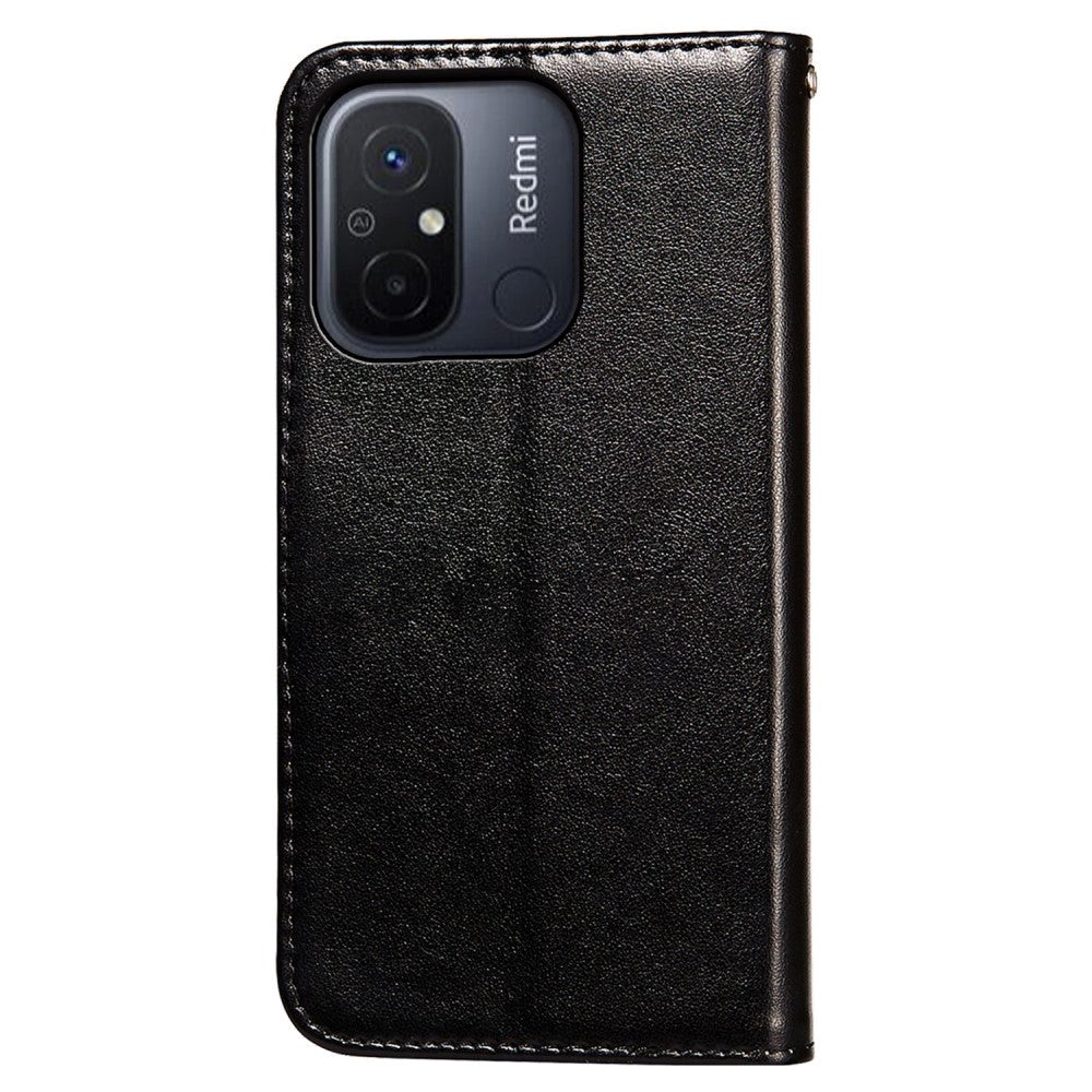 Xiaomi Redmi 12C Læder Cover m. Pung og Strop - Sort