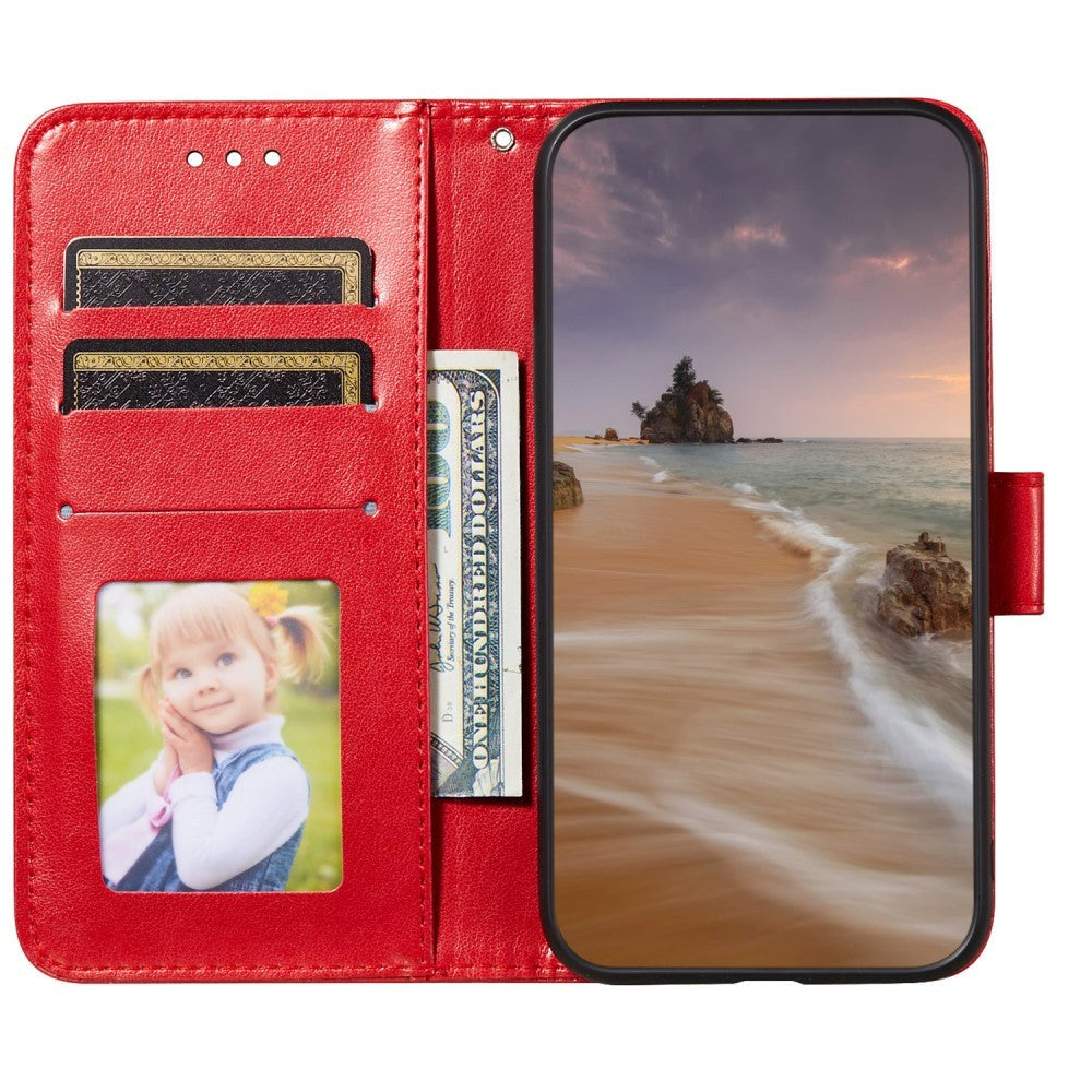 Xiaomi Redmi 12C Læder Cover m. Pung og Strop - Rød
