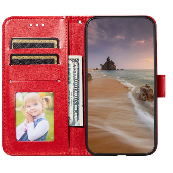 Xiaomi Redmi 12C Læder Cover m. Pung og Strop - Rød