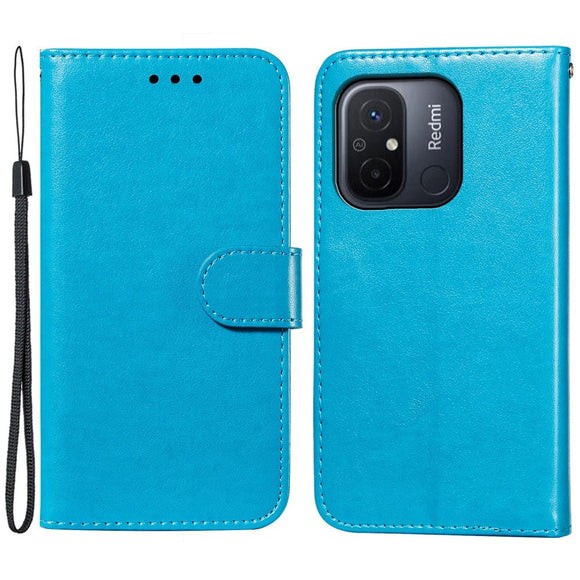 Xiaomi Redmi 12C Læder Cover m. Pung og Strop - Blå