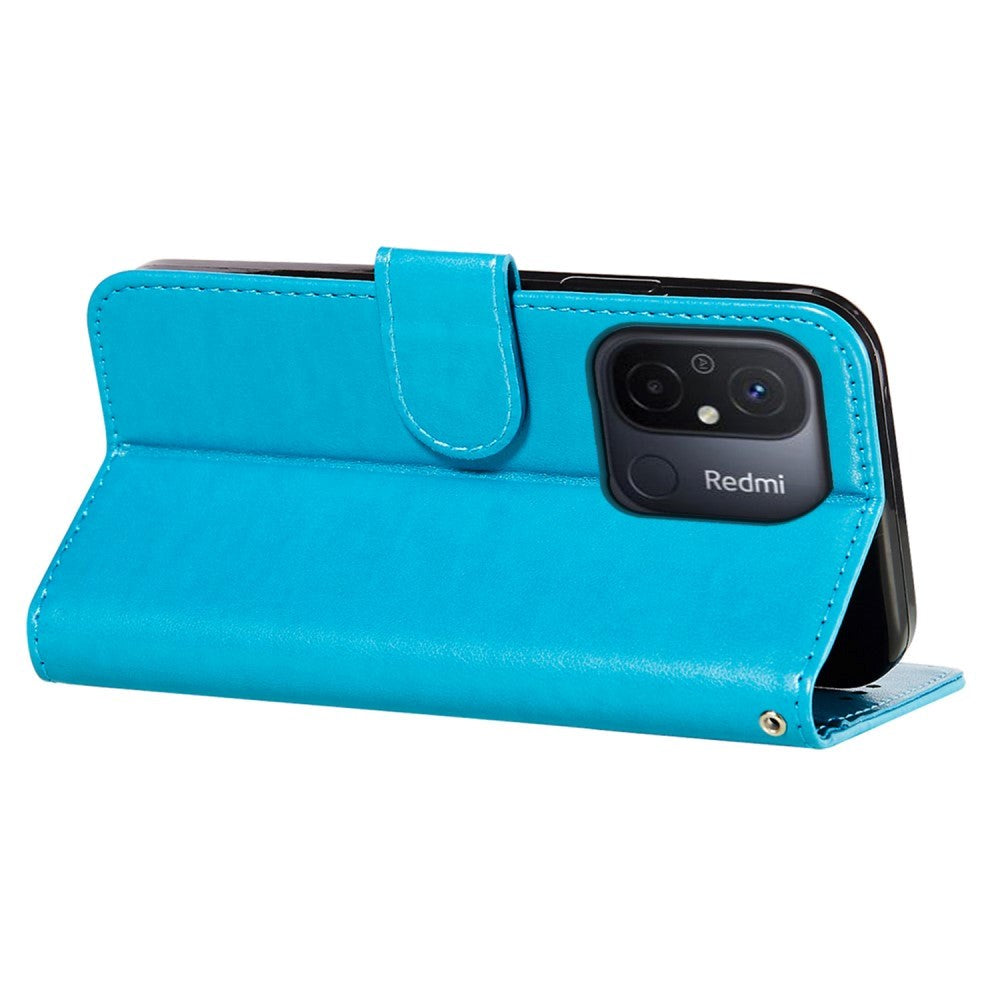 Xiaomi Redmi 12C Læder Cover m. Pung og Strop - Blå