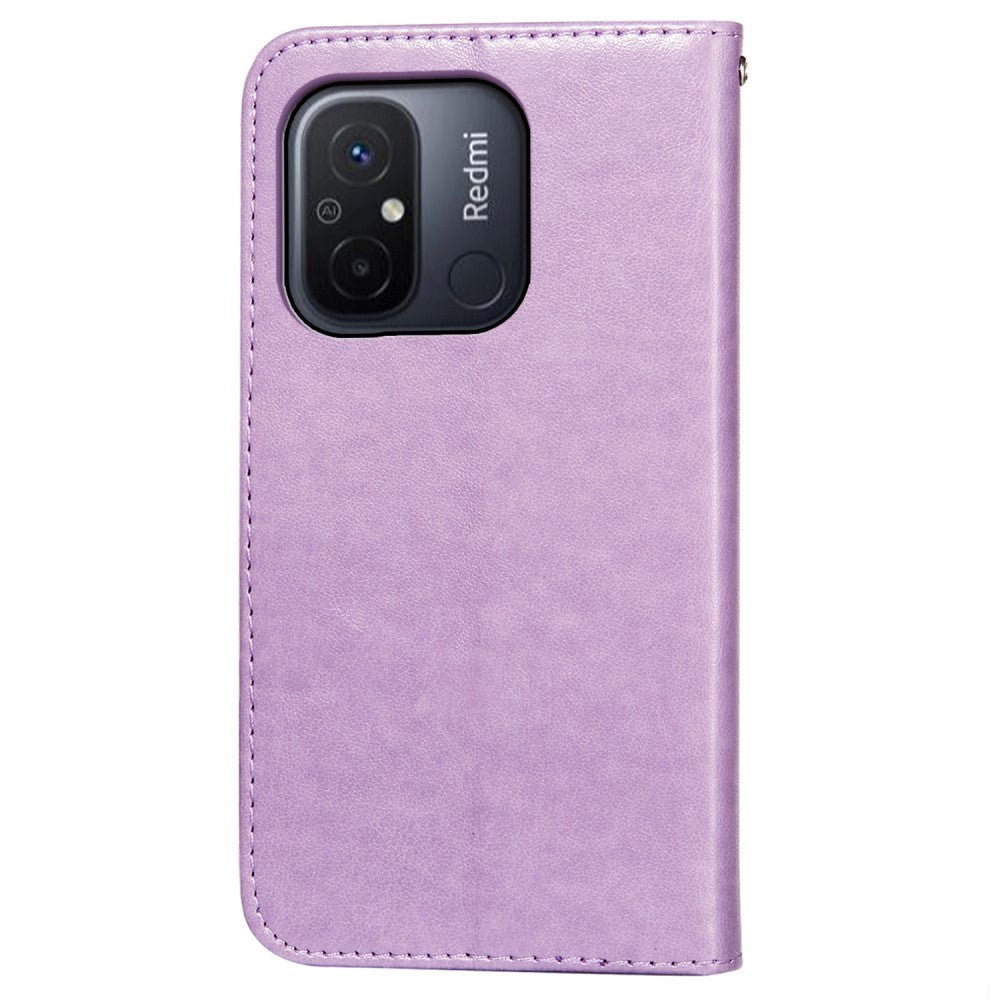 Xiaomi Redmi 12C Læder Cover m. Pung og Strop - Lilla
