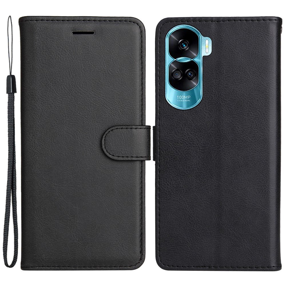 Honor 90 Lite Læder Cover m. Pung og Strop - Sort