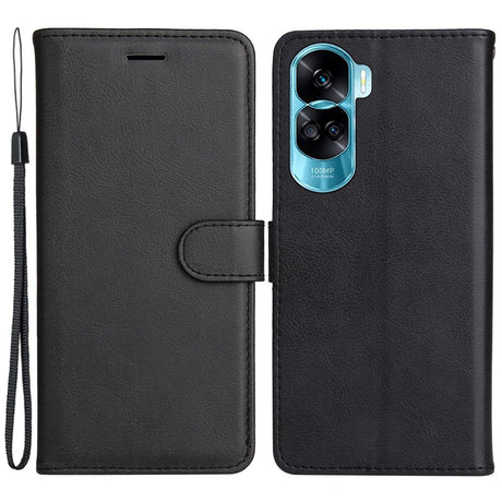 Honor 90 Lite Læder Cover m. Pung og Strop - Sort