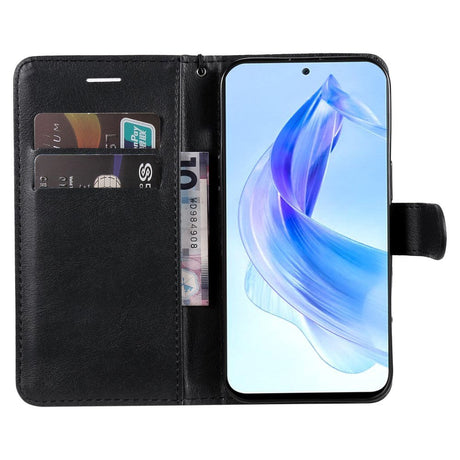 Honor 90 Lite Læder Cover m. Pung og Strop - Sort