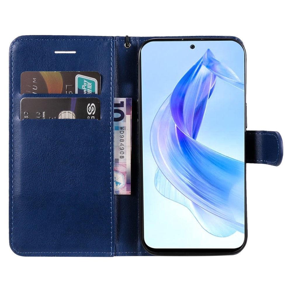 Honor 90 Lite Læder Cover m. Pung og Strop - Blå