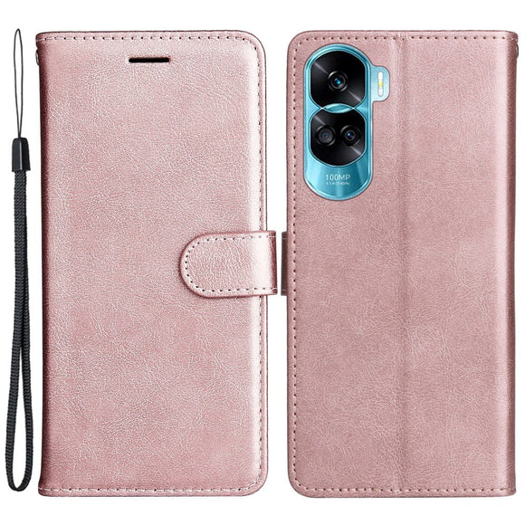 Honor 90 Lite Læder Cover m. Pung og Strop - Rose Gold