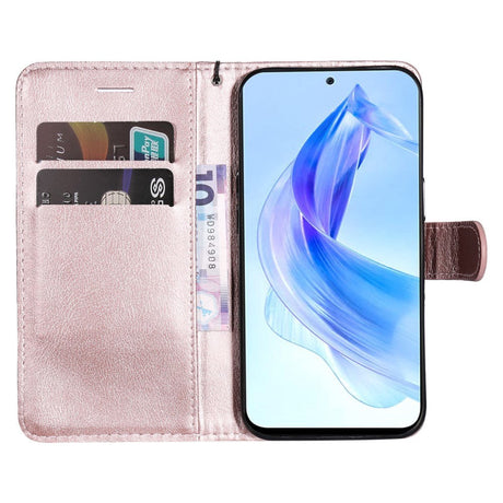 Honor 90 Lite Læder Cover m. Pung og Strop - Rose Gold