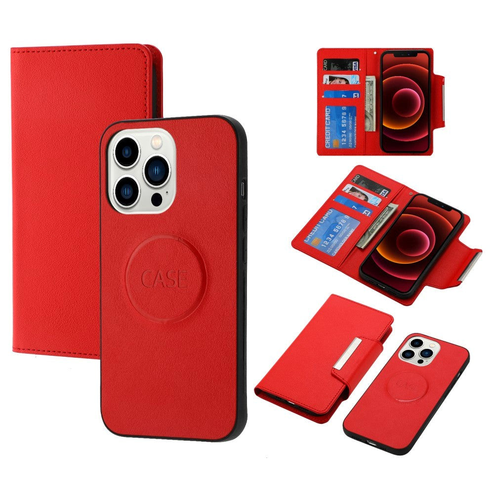 iPhone 15 Pro Max Kunstlæder 2-i-1 Cover m. Pung & Magnetlås - Rød