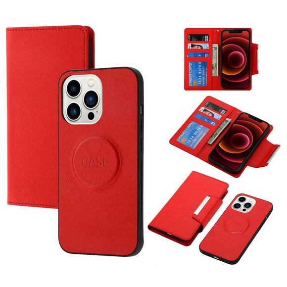 iPhone 15 Pro Max Kunstlæder 2-i-1 Cover m. Pung & Magnetlås - Rød