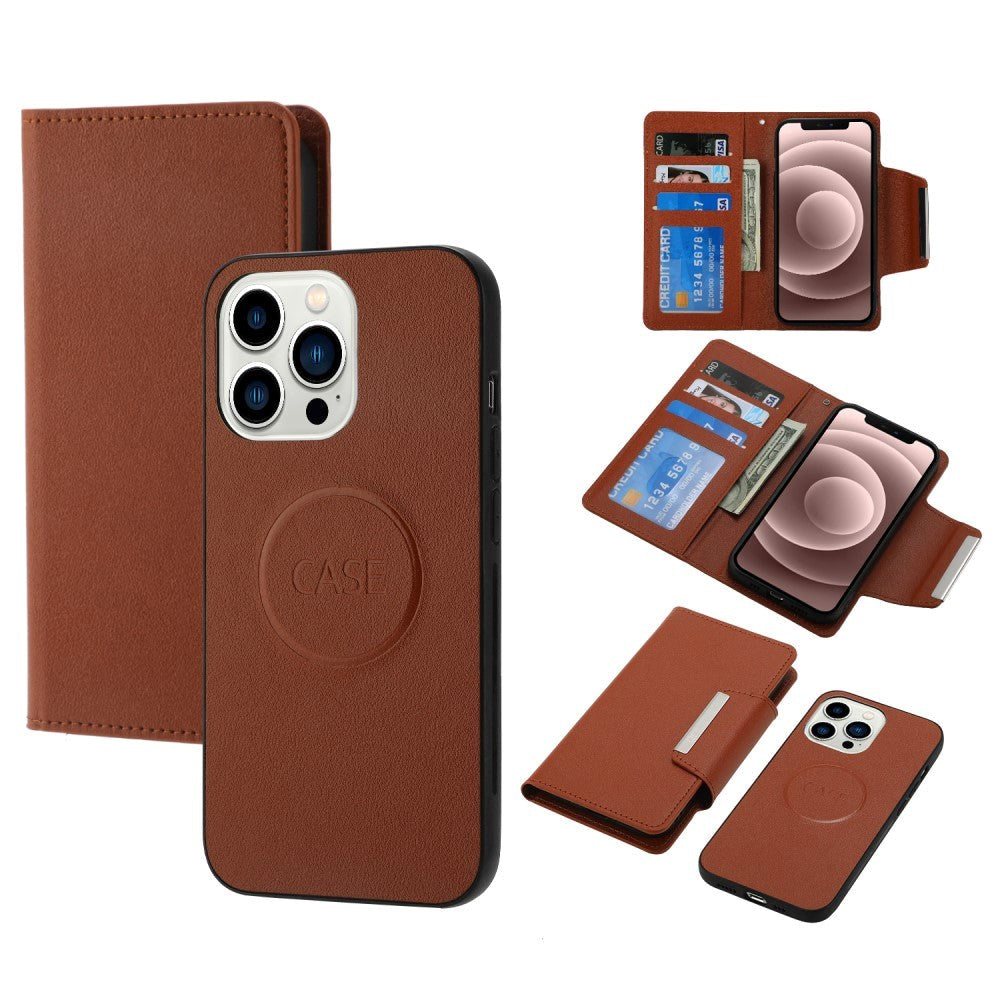 iPhone 15 Pro Max Kunstlæder 2-i-1 Cover m. Pung & Magnetlås - Brun