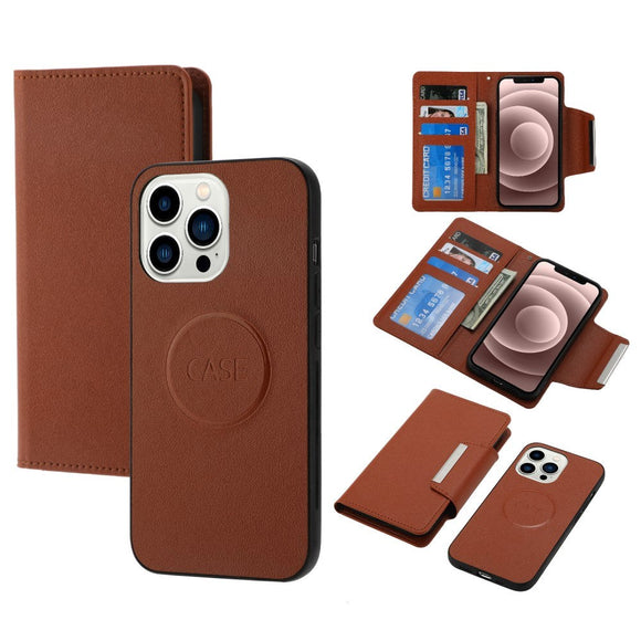 iPhone 15 Pro Max Kunstlæder 2-i-1 Cover m. Pung & Magnetlås - Brun