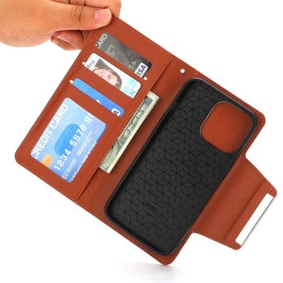 iPhone 15 Pro Max Kunstlæder 2-i-1 Cover m. Pung & Magnetlås - Brun