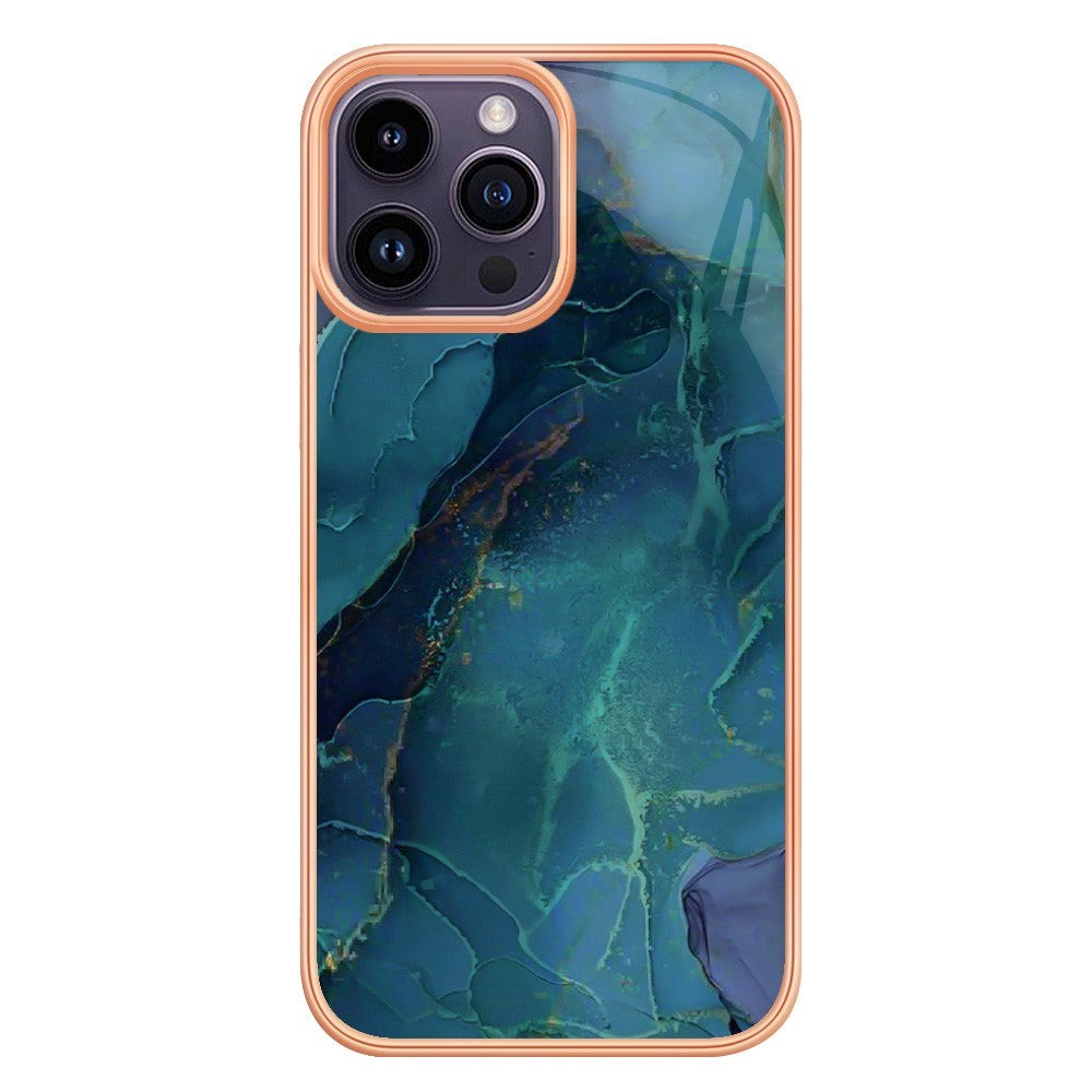 iPhone 15 Pro Hybrid Plastik Cover - Grøn Marmor