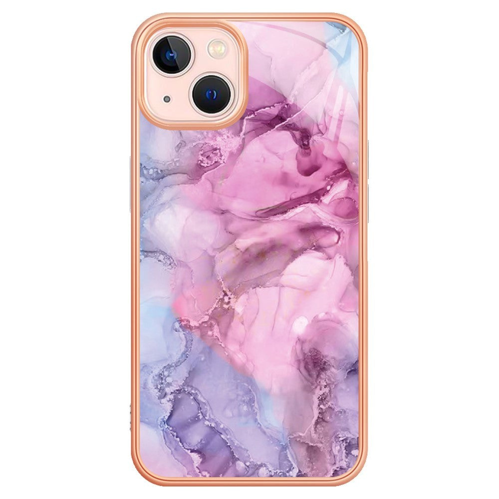 iPhone 15 Hybrid Plastik Cover - Lyserød Marmor
