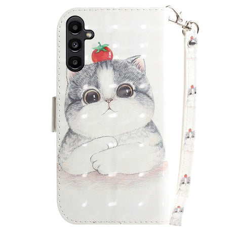 Samsung Galaxy A25 (5G) Læder Cover m. Print & Strop - Sød Kat